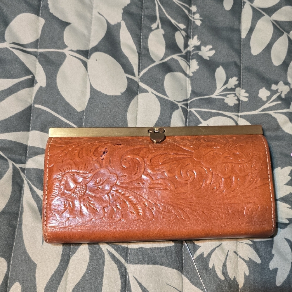 Elegant Brown Embossed Patricia Nash Clutch
